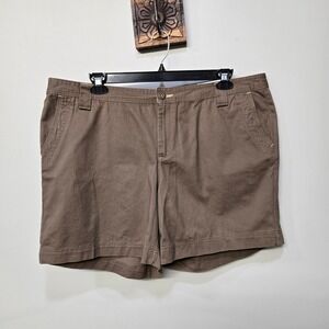 Natural Reflections Shorts Plus Size 18W‎ Brown Chino Spring Valley Cotton Twill
